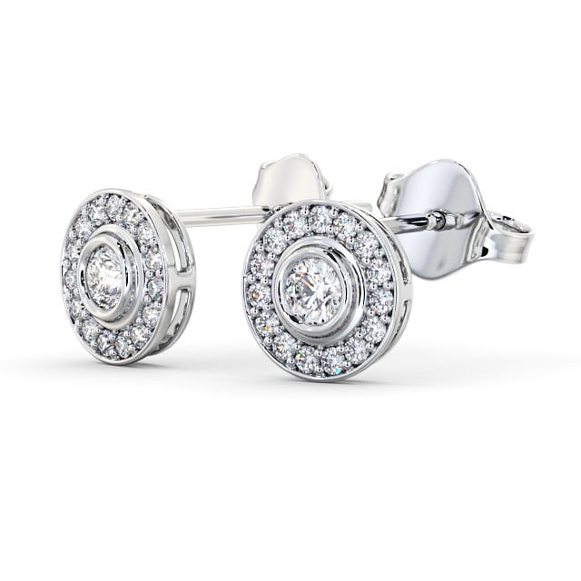 Halo Round Diamond Earrings 9K White Gold - Odette ERG95_WG_SIDE