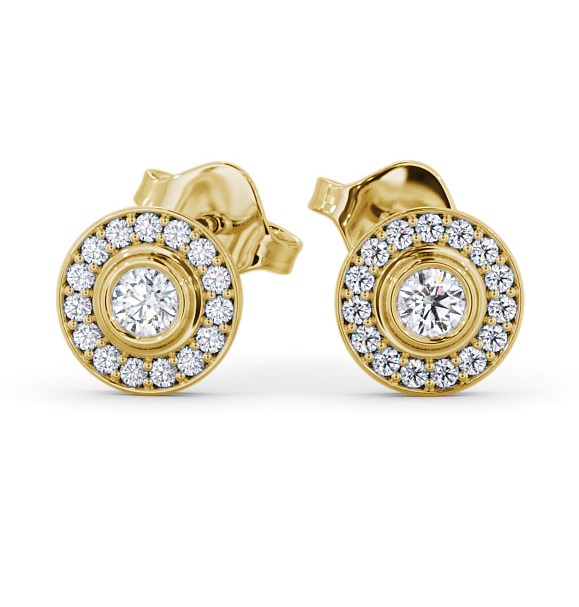  Halo Round Diamond Earrings 18K Yellow Gold - Odette ERG95_YG_THUMB2 