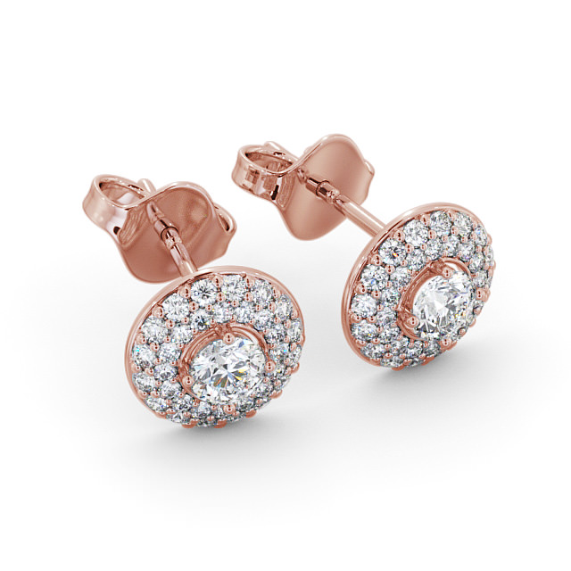 Halo Round Diamond Earrings 9K Rose Gold - Searby ERG96_RG_FLAT