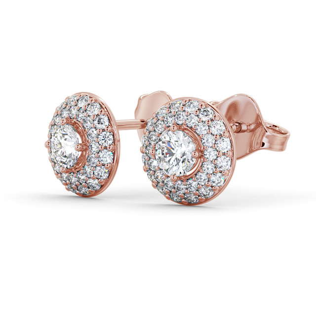 Halo Round Diamond Earrings 9K Rose Gold - Searby ERG96_RG_SIDE