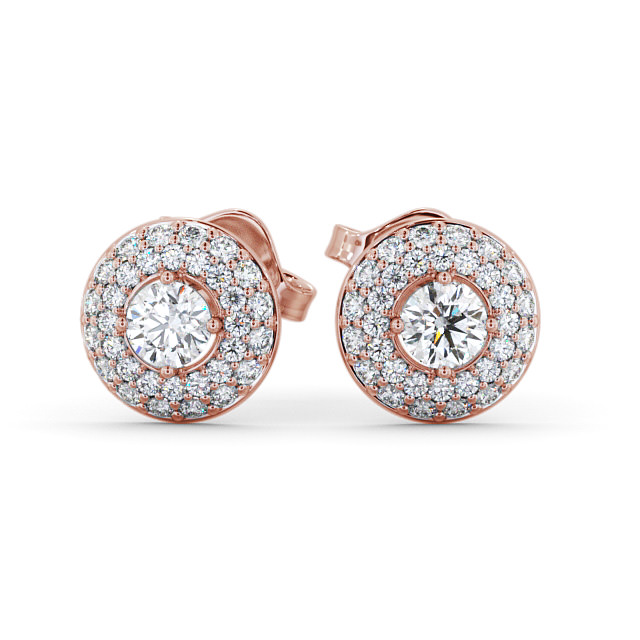 Halo Round Diamond Earrings 9K Rose Gold - Searby ERG96_RG_UP