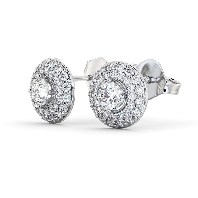 Halo Round Diamond Earrings 9K White Gold - Searby ERG96_WG_SIDE