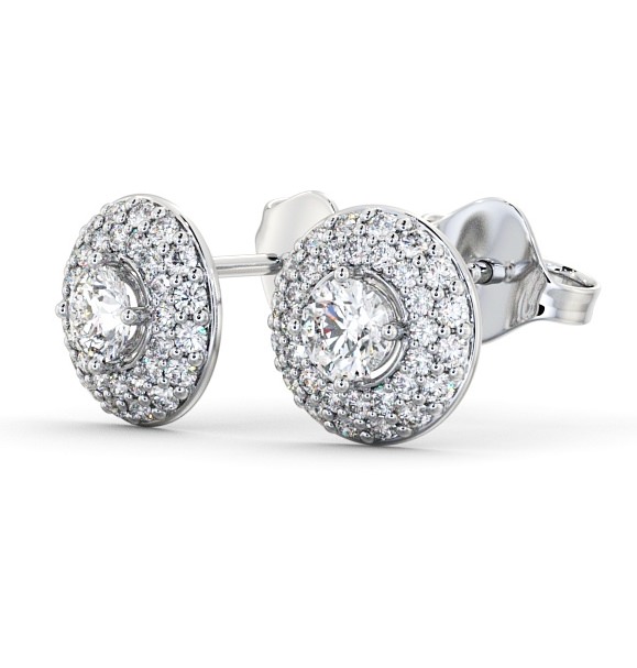 Halo Round Diamond Cluster Style Earrings 9K White Gold ERG96_WG_THUMB1