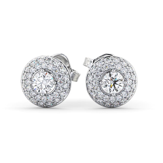 Halo Round Diamond Earrings 9K White Gold - Searby ERG96_WG_UP