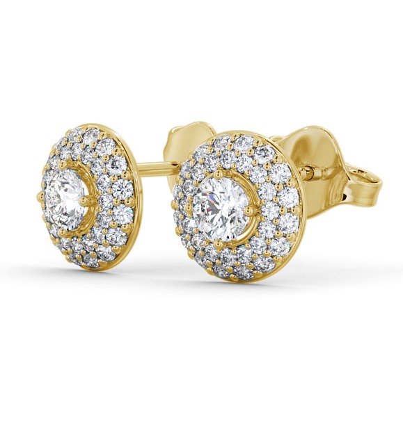 Halo Round Diamond Cluster Style Earrings 18K Yellow Gold ERG96_YG_THUMB1 