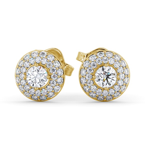 Halo Round Diamond Cluster Style Earrings 9K Yellow Gold ERG96_YG_THUMB2 