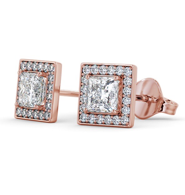 Halo Princess Diamond Square Earrings 9K Rose Gold ERG97_RG_THUMB1