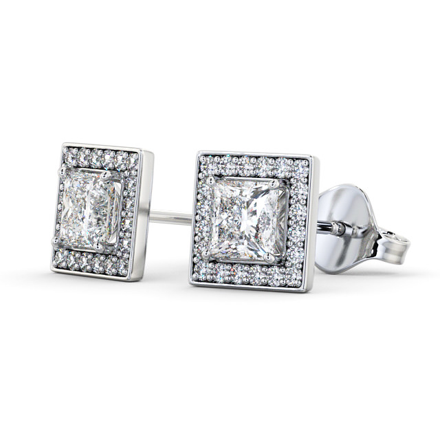 Halo Princess Diamond Earrings 9K White Gold - Zurich ERG97_WG_SIDE