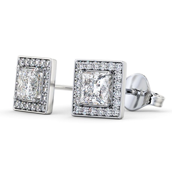  Halo Princess Diamond Earrings 18K White Gold - Zurich ERG97_WG_THUMB1 