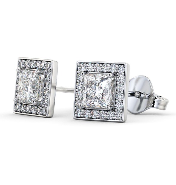 Halo Princess Diamond Square Earrings 18K White Gold ERG97_WG_THUMB1