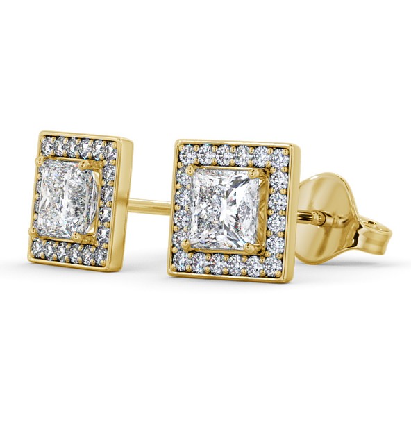 Halo Princess Diamond Square Earrings 18K Yellow Gold ERG97_YG_THUMB1 