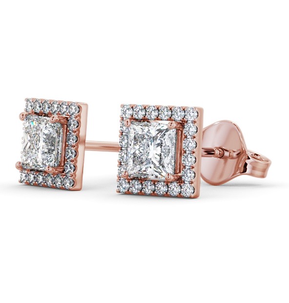  Halo Princess Diamond Earrings 18K Rose Gold - Ivette ERG98_RG_THUMB1 