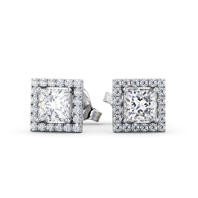 Halo Princess Diamond Earrings 9K White Gold - Ivette ERG98_WG_UP
