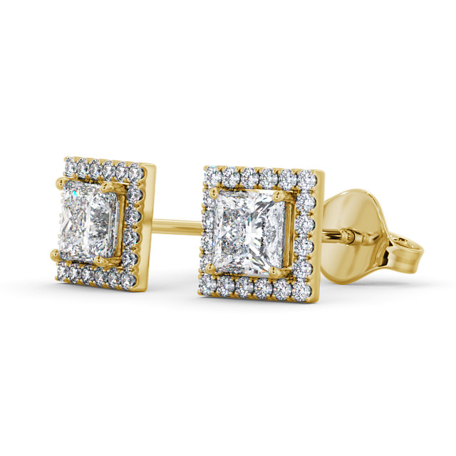Halo Princess Diamond Earrings 9K Yellow Gold - Ivette ERG98_YG_SIDE