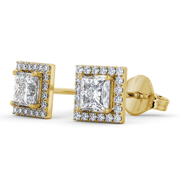  Halo Princess Diamond Earrings 9K Yellow Gold - Ivette ERG98_YG_THUMB1 
