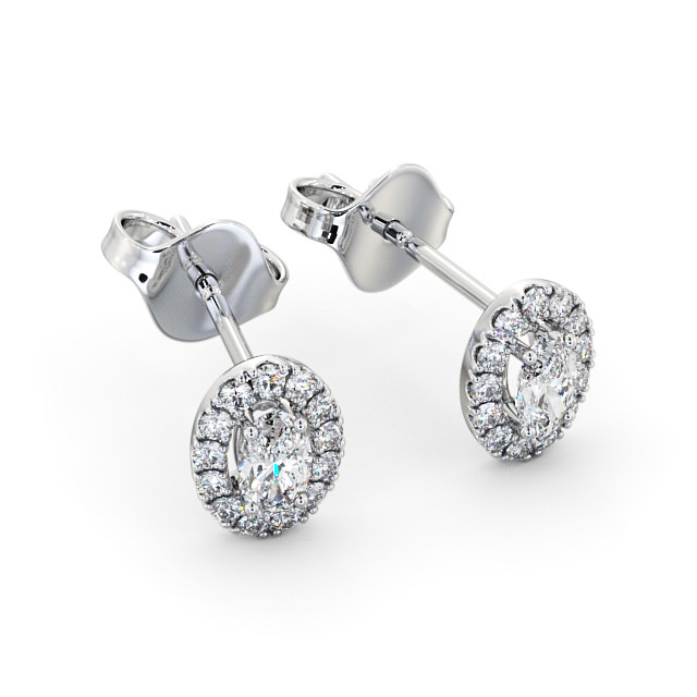 Halo Oval Diamond Earrings 9K White Gold - Sabina ERG99_WG_FLAT