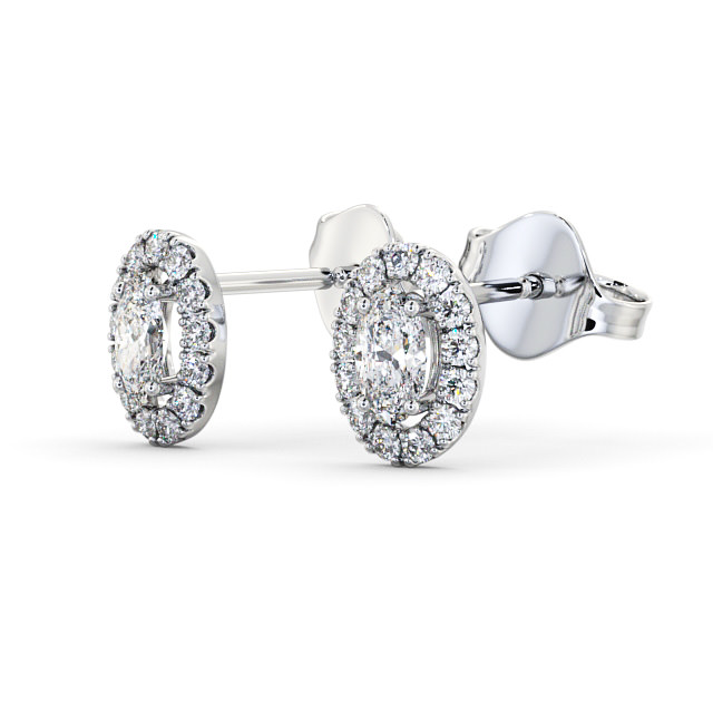 Halo Oval Diamond Earrings 9K White Gold - Sabina ERG99_WG_SIDE