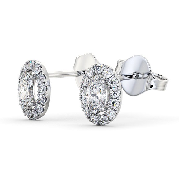 Halo Oval Diamond Classic Earrings 18K White Gold ERG99_WG_THUMB1