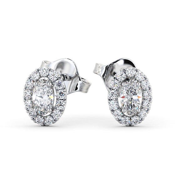  Halo Oval Diamond Earrings 18K White Gold - Sabina ERG99_WG_THUMB2 