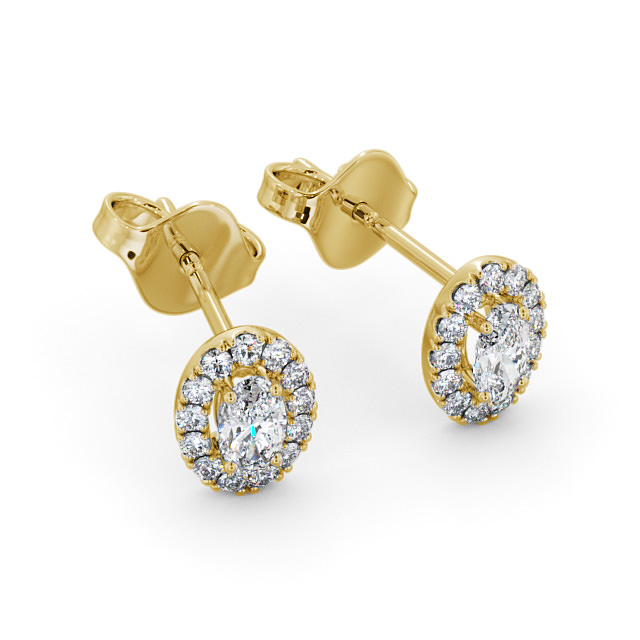 Halo Oval Diamond Earrings 18K Yellow Gold - Sabina ERG99_YG_FLAT