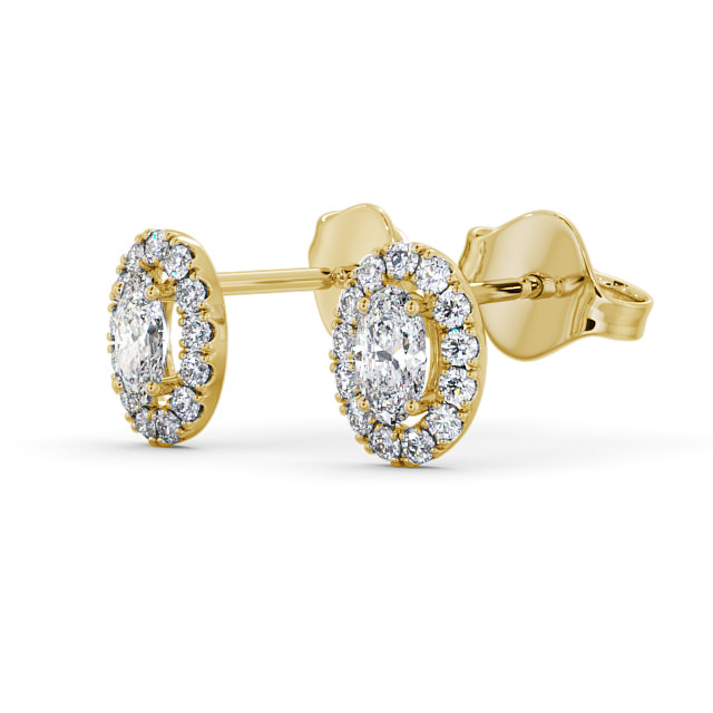 Halo Oval Diamond Earrings 9K Yellow Gold - Sabina ERG99_YG_SIDE