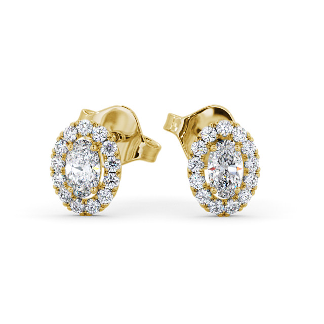 Halo Oval Diamond Earrings 18K Yellow Gold - Sabina ERG99_YG_UP