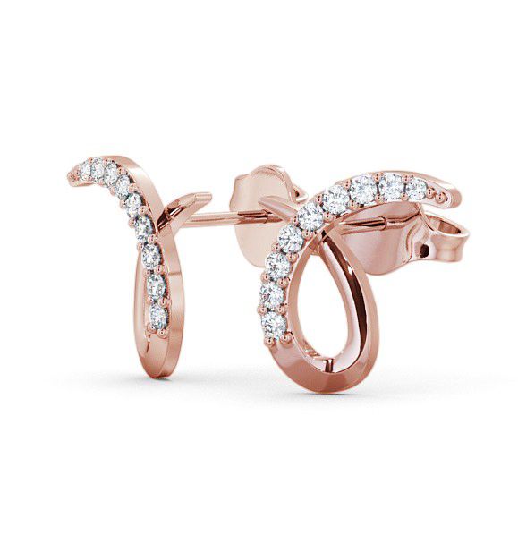 Cluster Round Diamond 0.34ct Ribbon Design Earrings 18K Rose Gold ERG9_RG_THUMB1 