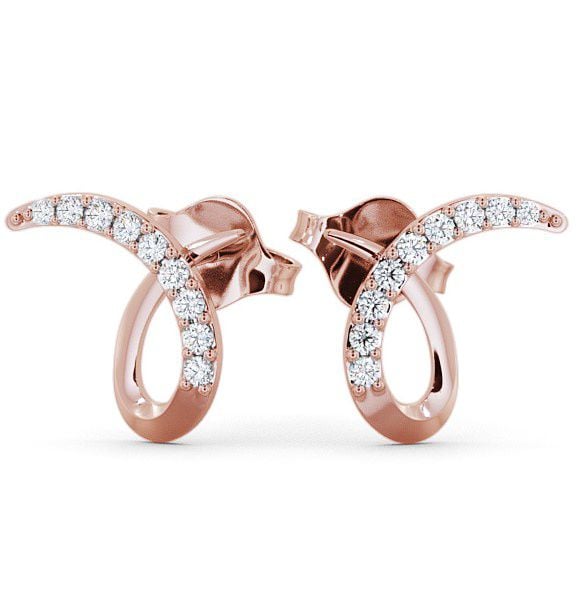 Cluster Round Diamond 0.34ct Ribbon Design Earrings 9K Rose Gold ERG9_RG_THUMB2 