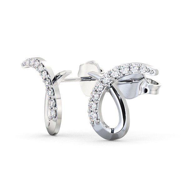 Cluster Round Diamond 0.34ct Ribbon Design Earrings 18K White Gold ERG9_WG_THUMB1