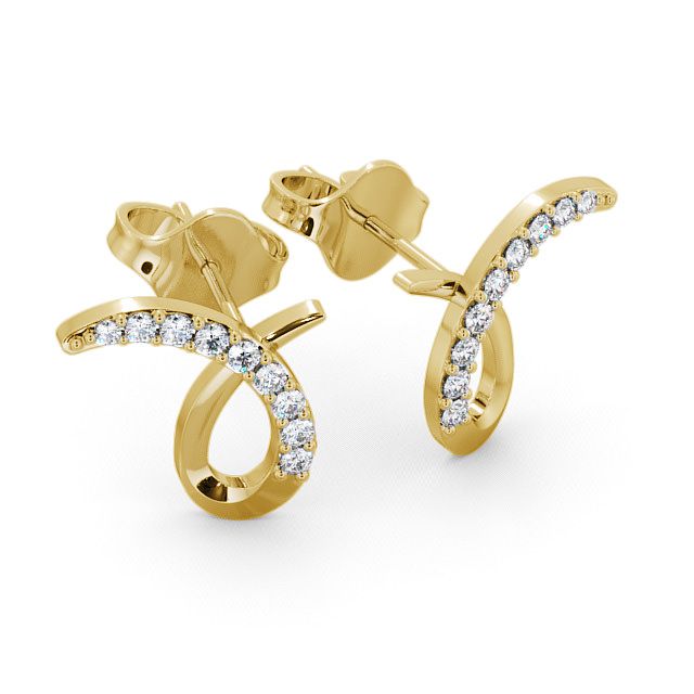 Cluster Round Diamond 0.34ct Earrings 9K Yellow Gold - Pitney ERG9_YG_FLAT