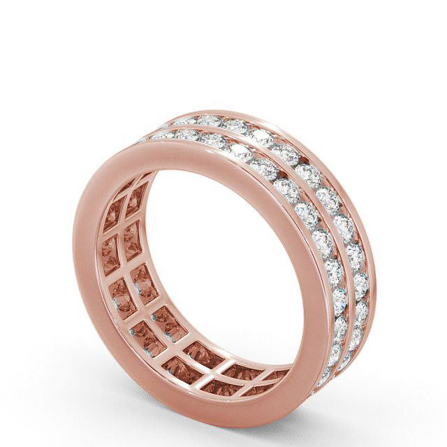 Full Eternity Round Diamond Double Channel Ring 18K Rose Gold - Catrine FE11_RG_SIDE