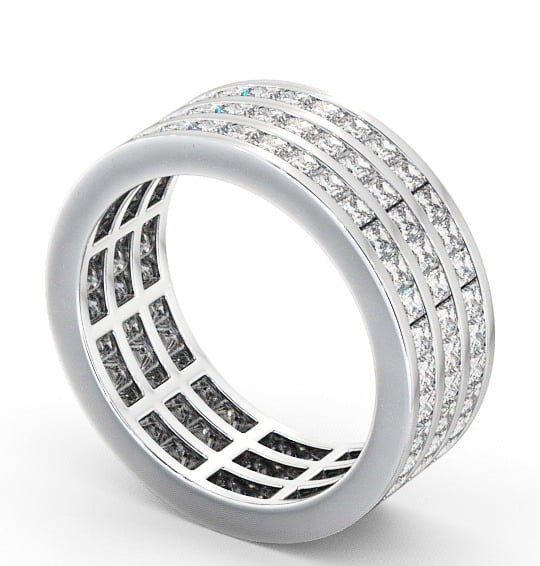  Full Eternity Princess Diamond Treble Channel Ring 9K White Gold - Merriott FE12_WG_THUMB1 