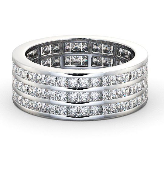  Full Eternity Princess Diamond Treble Channel Ring 9K White Gold - Merriott FE12_WG_THUMB2 