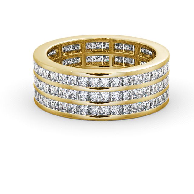 Full Eternity Princess Diamond Treble Channel Ring 9K Yellow Gold - Merriott FE12_YG_FLAT