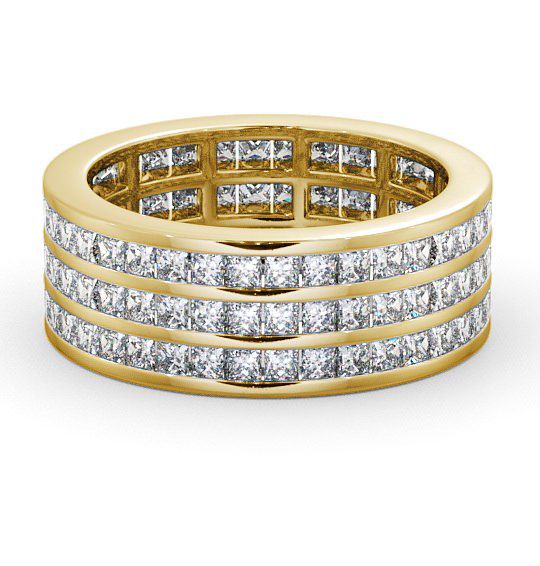  Full Eternity Princess Diamond Treble Channel Ring 18K Yellow Gold - Merriott FE12_YG_THUMB2 