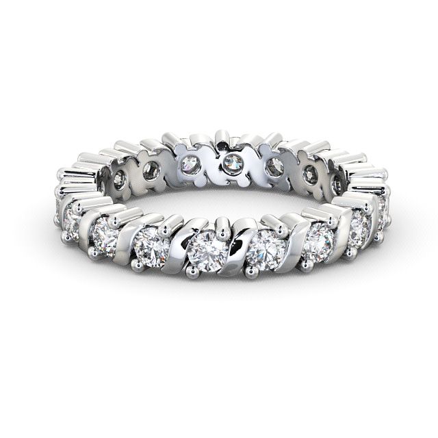 Full Eternity Round Diamond Ring Platinum - Anslow FE16_WG_FLAT