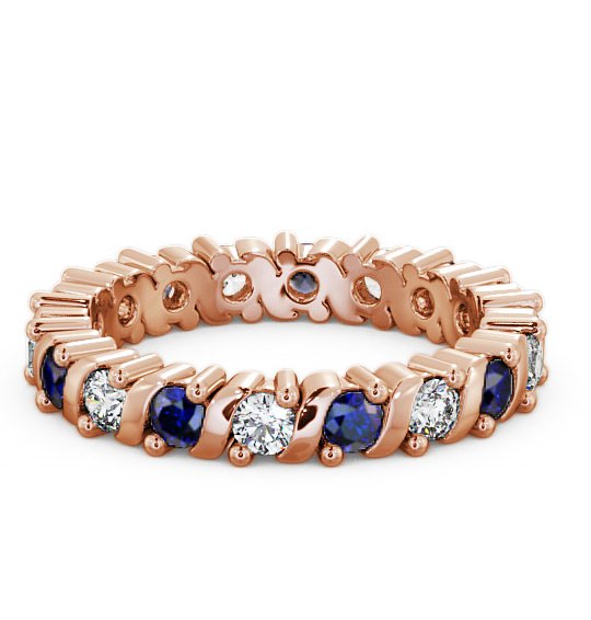  Full Eternity Blue Sapphire and Diamond 1.35ct Ring 9K Rose Gold - Anslow FE16GEM_RG_BS_THUMB2 