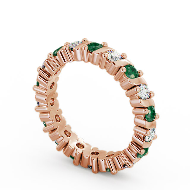 Full Eternity Emerald and Diamond 1.17ct Ring 9K Rose Gold - Anslow FE16GEM_RG_EM_SIDE