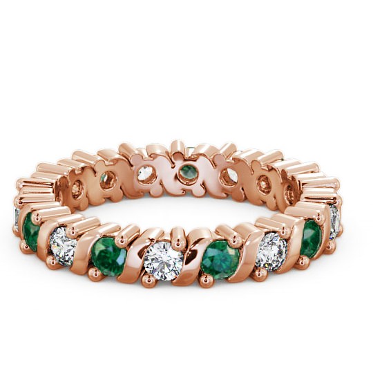  Full Eternity Emerald and Diamond 1.17ct Ring 18K Rose Gold - Anslow FE16GEM_RG_EM_THUMB2 