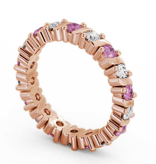 Full Eternity Pink Sapphire and Diamond 1.35ct Ring 9K Rose Gold FE16GEM_RG_PS_THUMB1
