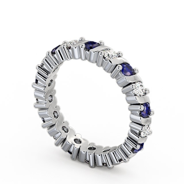 Full Eternity Blue Sapphire and Diamond 1.35ct Ring 9K White Gold - Anslow