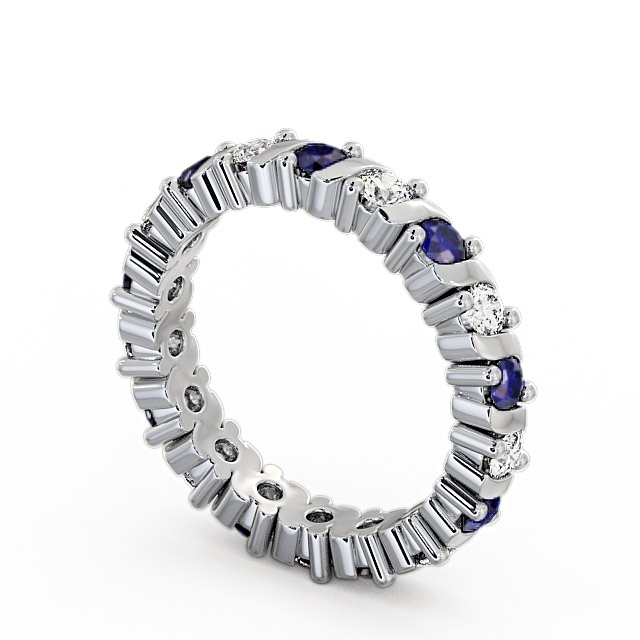 Full Eternity Blue Sapphire and Diamond 1.35ct Ring 18K White Gold - Anslow FE16GEM_WG_BS_SIDE