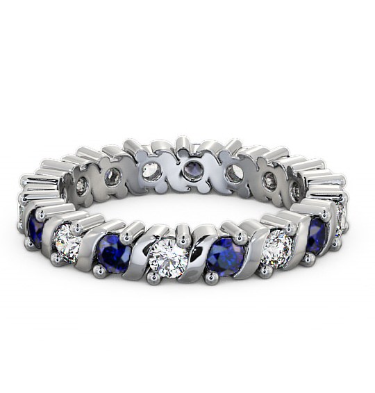 Full Eternity Blue Sapphire and Diamond 1.35ct Ring Platinum - Anslow FE16GEM_WG_BS_THUMB2 