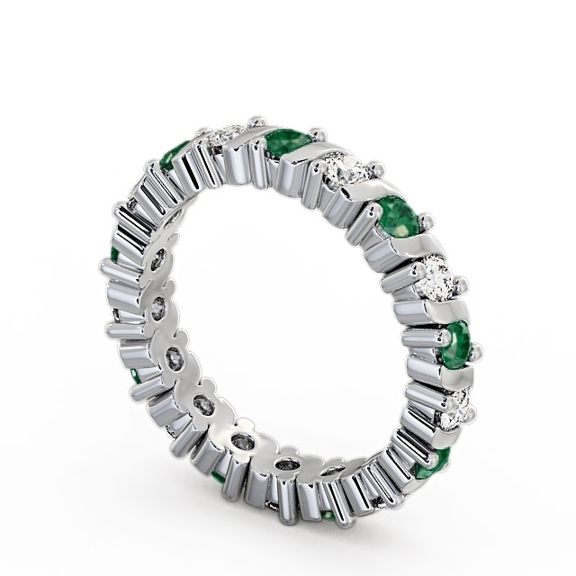 Full Eternity Emerald and Diamond 1.17ct Ring 9K White Gold - Anslow FE16GEM_WG_EM_SIDE