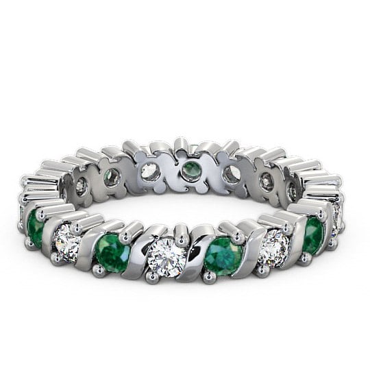  Full Eternity Emerald and Diamond 1.17ct Ring 18K White Gold - Anslow FE16GEM_WG_EM_THUMB2 