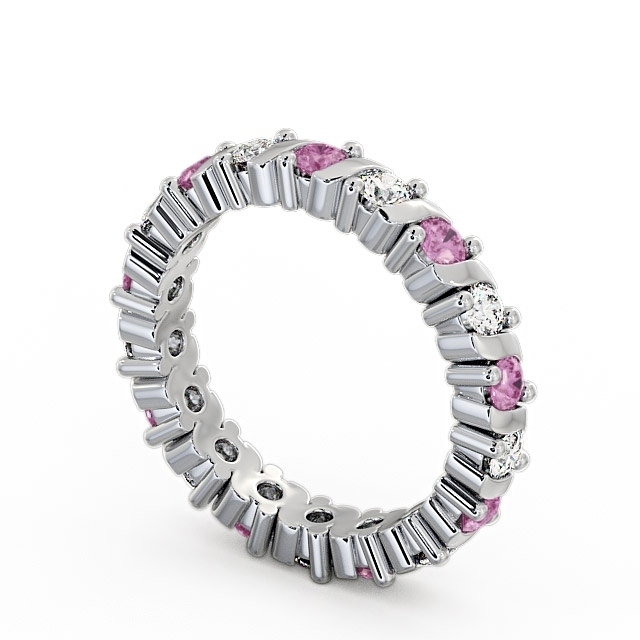 Full Eternity Pink Sapphire and Diamond 1.35ct Ring Palladium - Anslow FE16GEM_WG_PS_SIDE