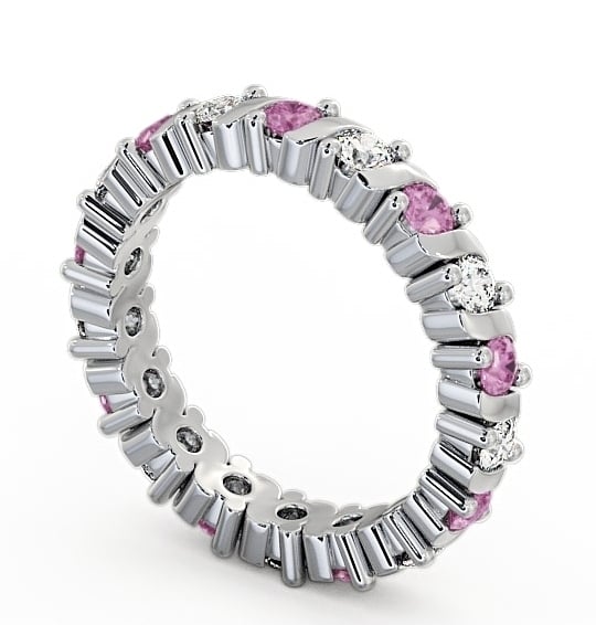  Full Eternity Pink Sapphire and Diamond 1.35ct Ring 18K White Gold - Anslow FE16GEM_WG_PS_THUMB1 