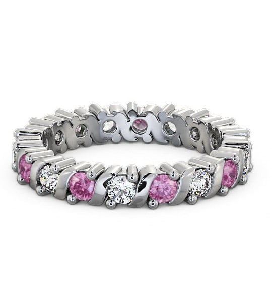  Full Eternity Pink Sapphire and Diamond 1.35ct Ring 18K White Gold - Anslow FE16GEM_WG_PS_THUMB2 