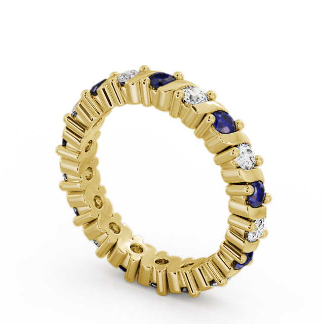 Full Eternity Blue Sapphire and Diamond 1.35ct Ring 9K Yellow Gold - Anslow FE16GEM_YG_BS_SIDE