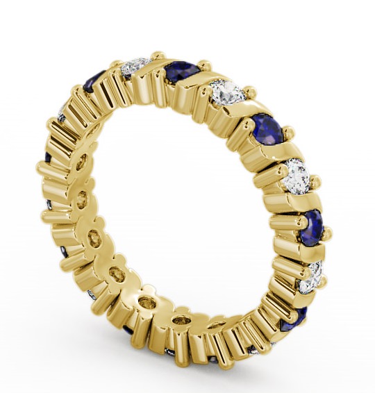 Full Eternity Blue Sapphire and Diamond 1.35ct Ring 18K Yellow Gold - Anslow FE16GEM_YG_BS_THUMB1